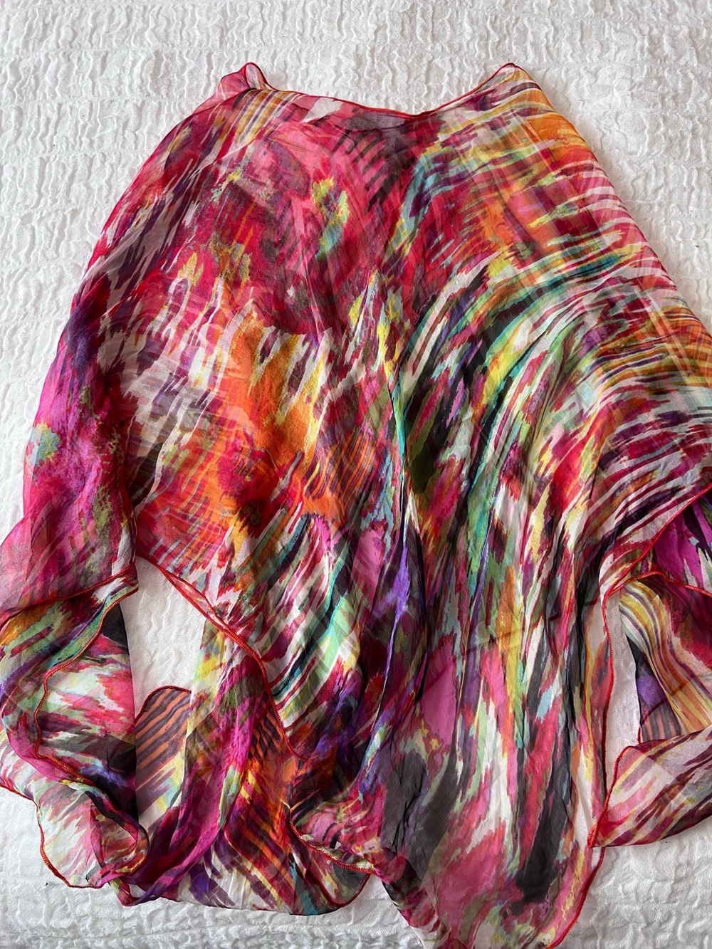 Vibrant Pink Multicolor Sheer Women’s Top Poncho
